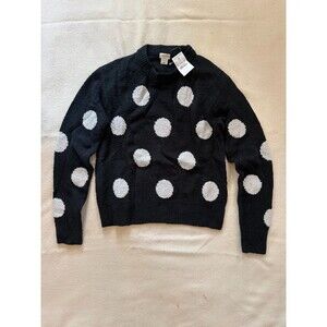 NEW w/ tags JCrew Factory Girls' black sweater with silver polka dots size 12-14